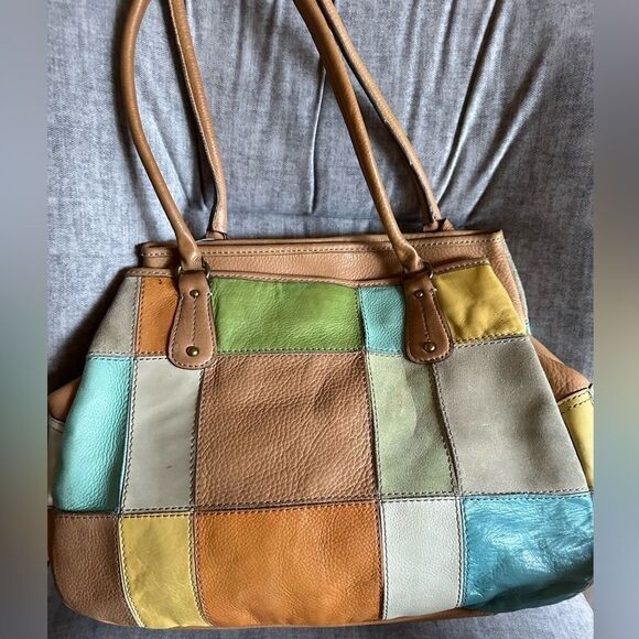 Fossil Vintage – Classic Patchwork Satchel Shoulderbag EUC - Picture 2 of 13